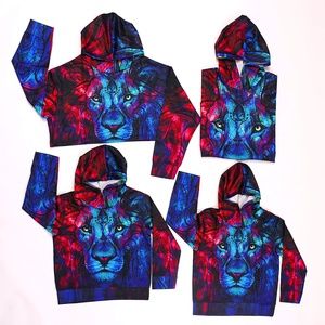 NEW!! Men's 3D Lion Miami Rave Party the king Graphic Hoodie Hooded Sweatshirt